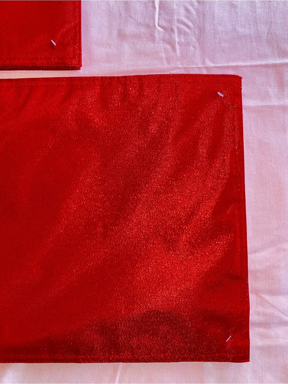 Red Placemats Shimmery Glitter Rectangle Square Christmas Holiday Festive Dining